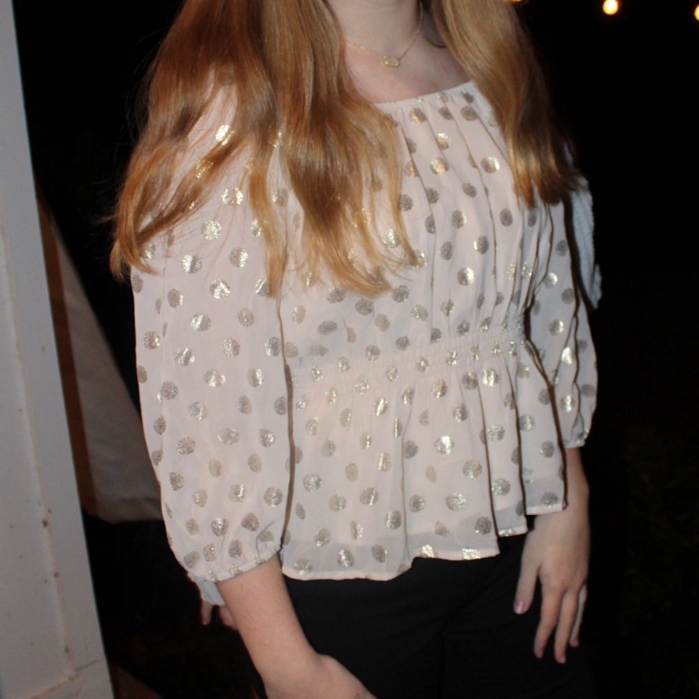 pink and gold polka dot top!!